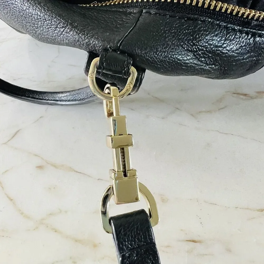 TORY BURCH Brody Black Leather Small Satchel Duffel Crossbody Bag